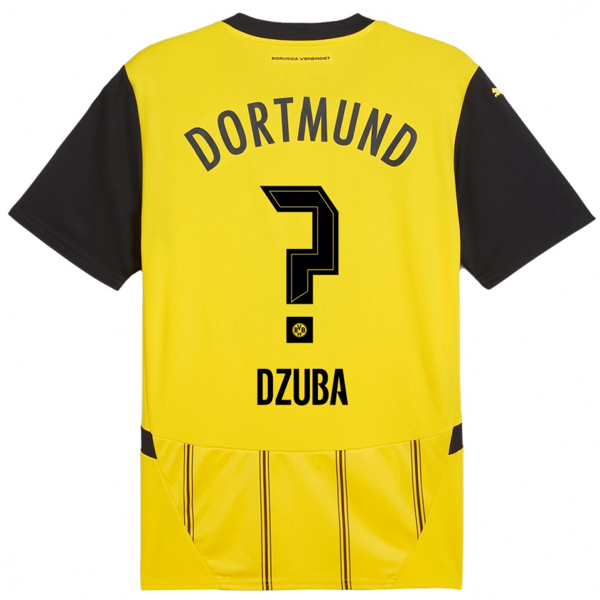 Kids Football Fabian Dzuba #0 Yellow Black Home Jersey 2024/25 T-Shirt