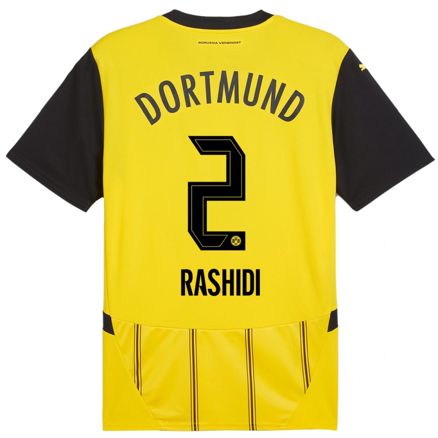 Kids Football William Rashidi #2 Yellow Black Home Jersey 2024/25 T-Shirt