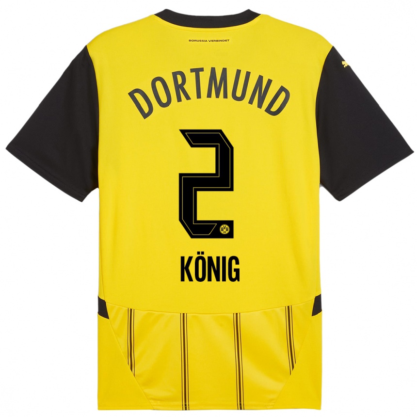 Kids Football Niklas König #2 Yellow Black Home Jersey 2024/25 T-Shirt