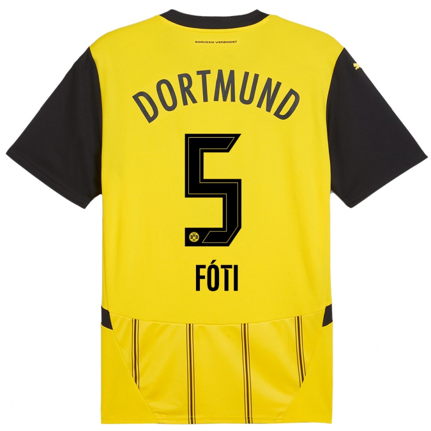 Kids Football António Fóti #5 Yellow Black Home Jersey 2024/25 T-Shirt