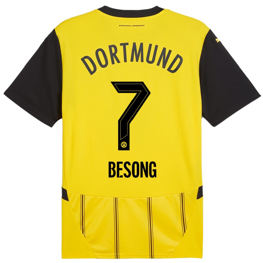 Kids Football Paul-Philipp Besong #7 Yellow Black Home Jersey 2024/25 T-Shirt