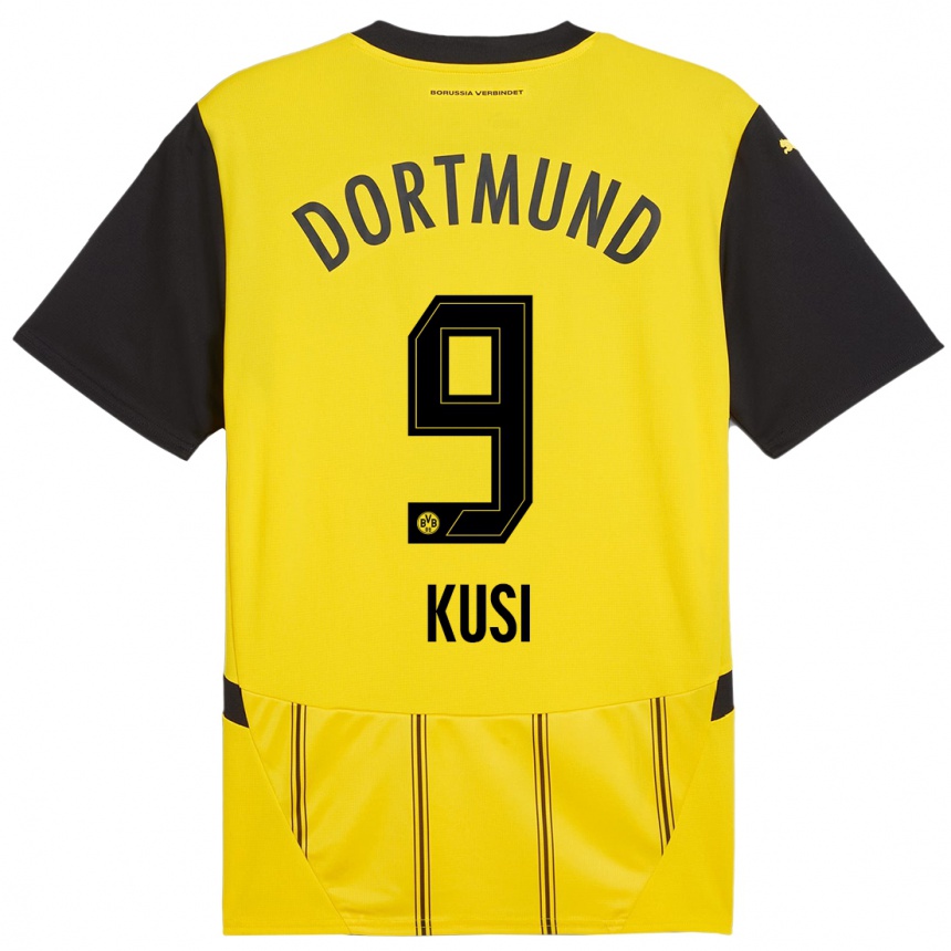 Kids Football Jemain Kusi #9 Yellow Black Home Jersey 2024/25 T-Shirt