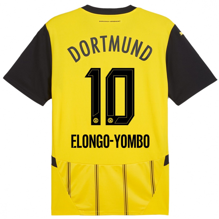 Kids Football Rodney Elongo-Yombo #10 Yellow Black Home Jersey 2024/25 T-Shirt