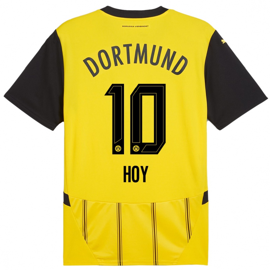 Kids Football Justin Hoy #10 Yellow Black Home Jersey 2024/25 T-Shirt