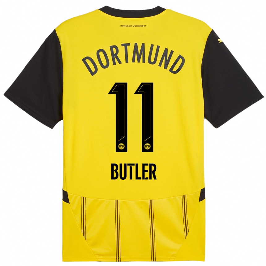 Kids Football Justin Butler #11 Yellow Black Home Jersey 2024/25 T-Shirt