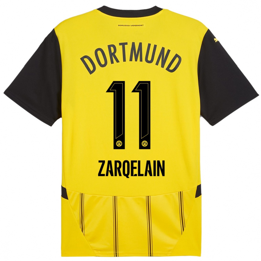 Kids Football Fadi Zarqelain #11 Yellow Black Home Jersey 2024/25 T-Shirt