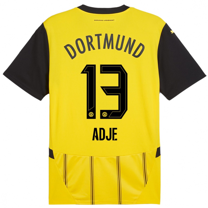 Kids Football Miguel Adje #13 Yellow Black Home Jersey 2024/25 T-Shirt