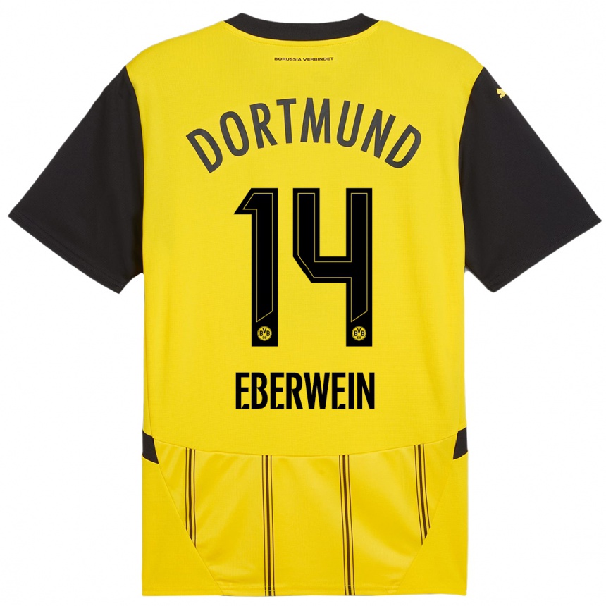 Kids Football Michael Eberwein #14 Yellow Black Home Jersey 2024/25 T-Shirt