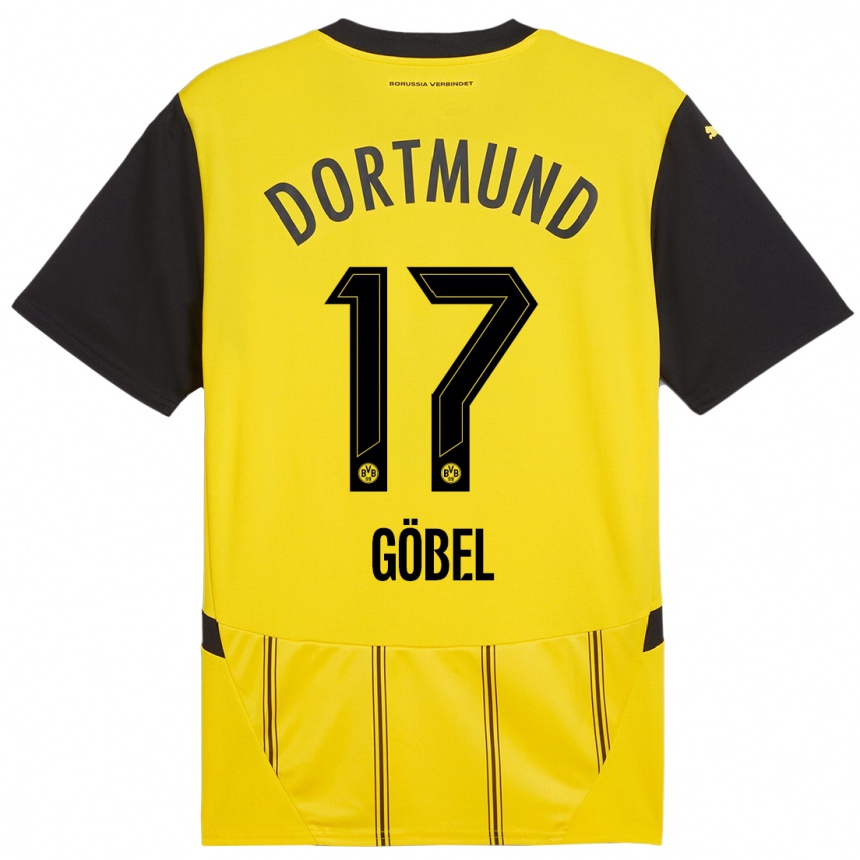 Kids Football Patrick Göbel #17 Yellow Black Home Jersey 2024/25 T-Shirt