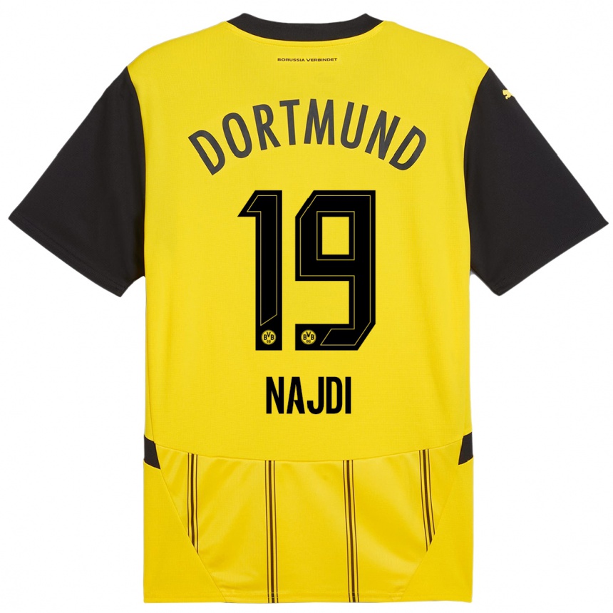 Kids Football Ahmad Najdi #19 Yellow Black Home Jersey 2024/25 T-Shirt