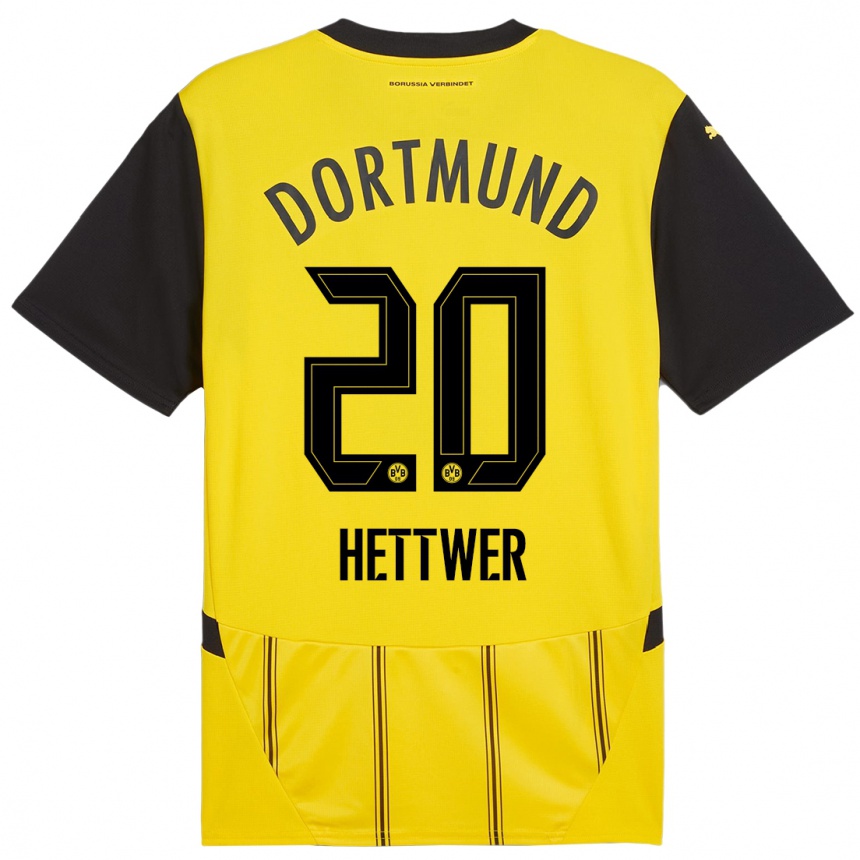 Kids Football Julian Hettwer #20 Yellow Black Home Jersey 2024/25 T-Shirt