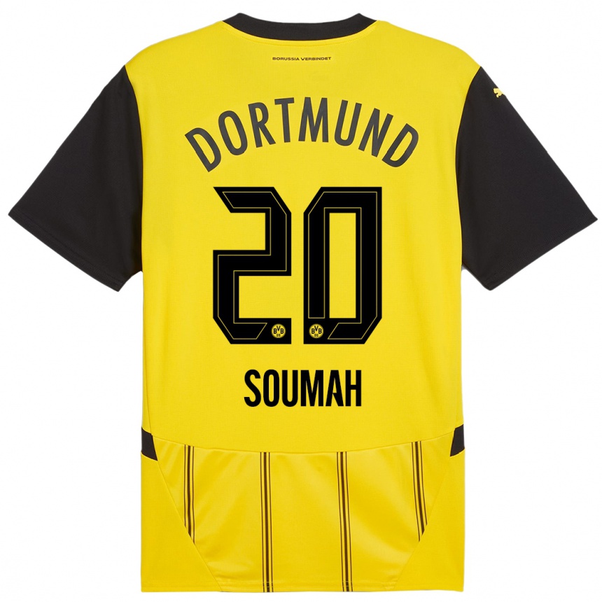 Kids Football Moussa Soumah #20 Yellow Black Home Jersey 2024/25 T-Shirt