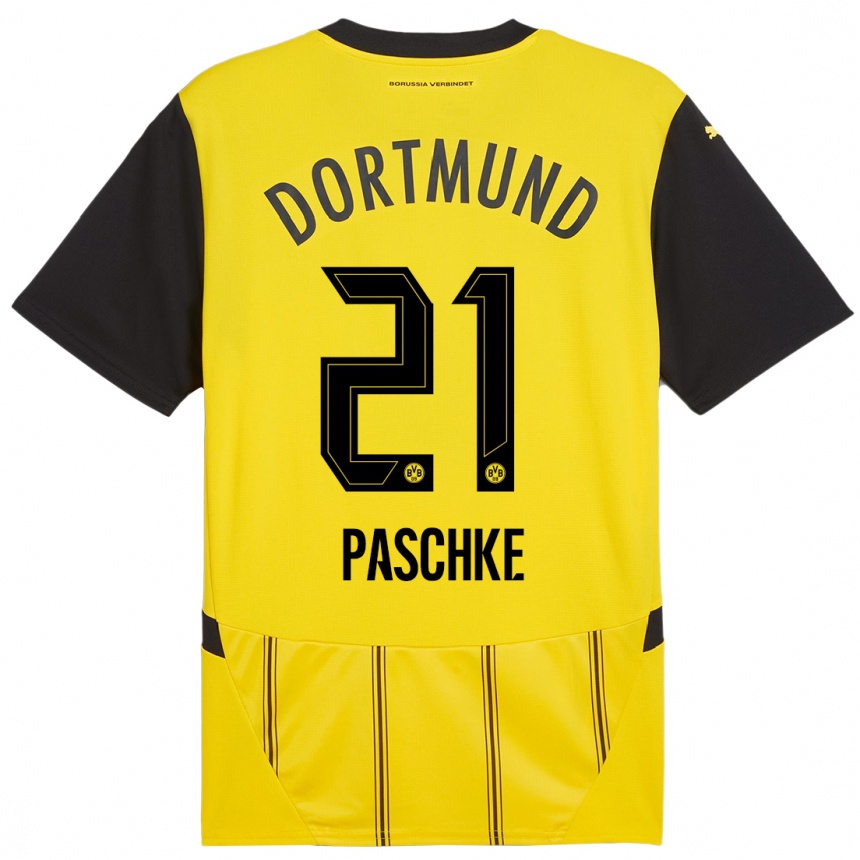 Kids Football Felix Paschke #21 Yellow Black Home Jersey 2024/25 T-Shirt