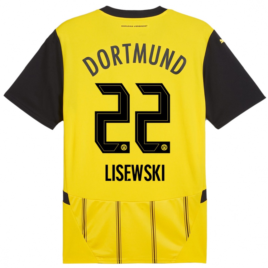 Kids Football Robin Lisewski #22 Yellow Black Home Jersey 2024/25 T-Shirt