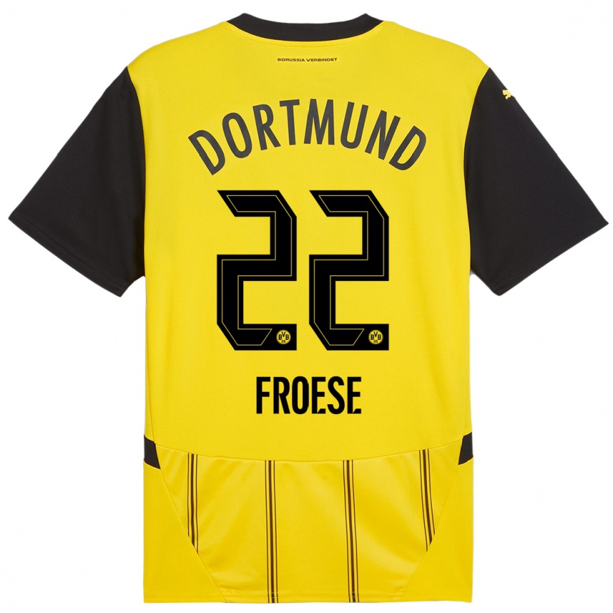 Kids Football Julien Froese #22 Yellow Black Home Jersey 2024/25 T-Shirt