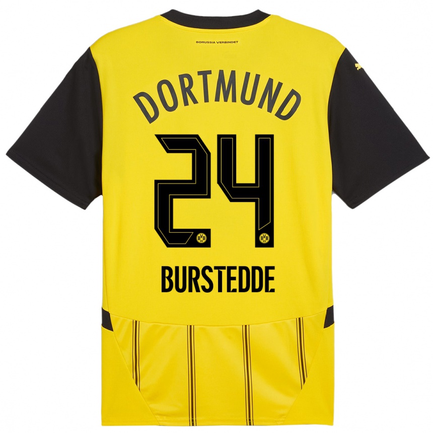 Kids Football Joshua Burstedde #24 Yellow Black Home Jersey 2024/25 T-Shirt