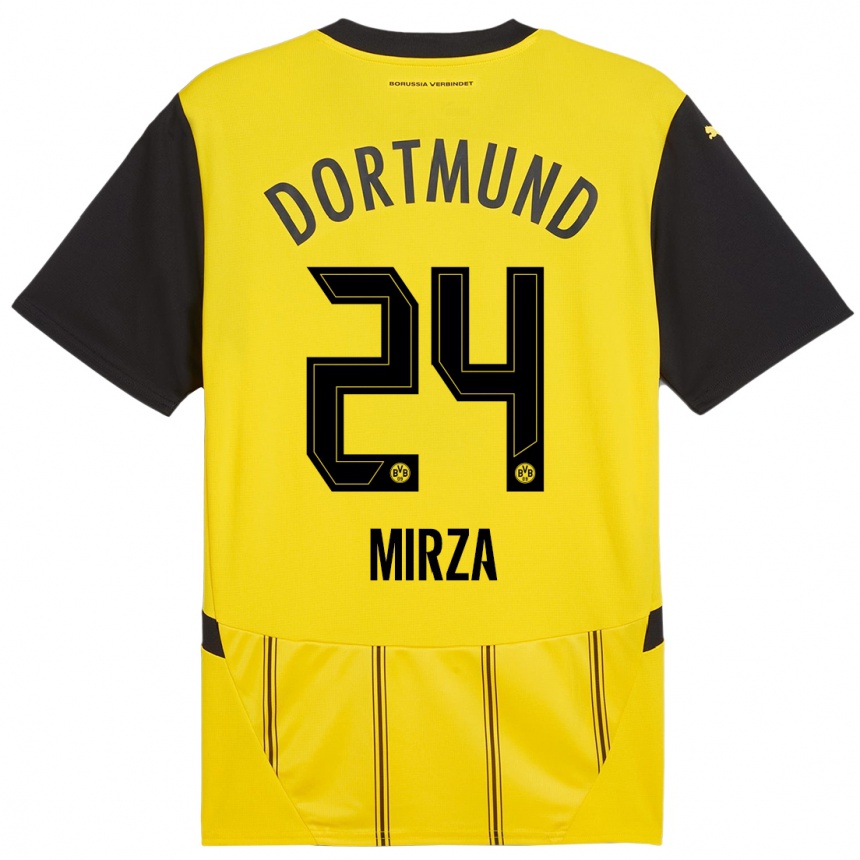 Kids Football Marwan-Omir Mirza #24 Yellow Black Home Jersey 2024/25 T-Shirt