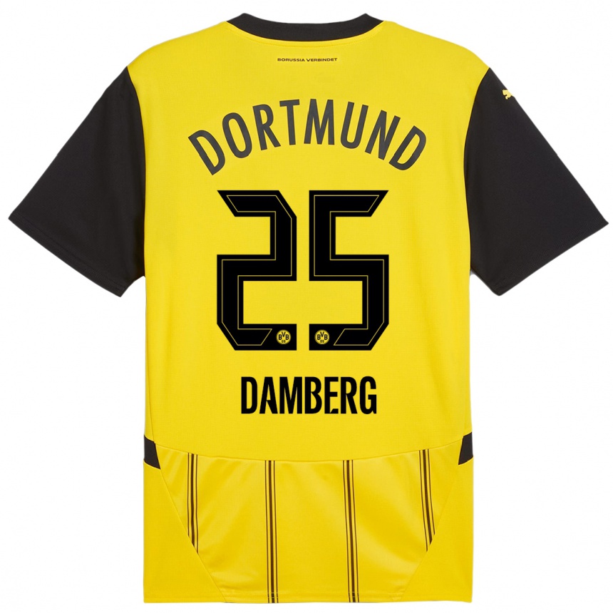 Kids Football Niclas Damberg #25 Yellow Black Home Jersey 2024/25 T-Shirt