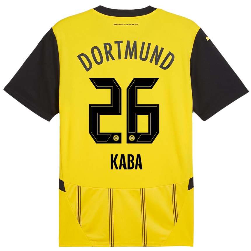 Kids Football Mussa Kaba #26 Yellow Black Home Jersey 2024/25 T-Shirt