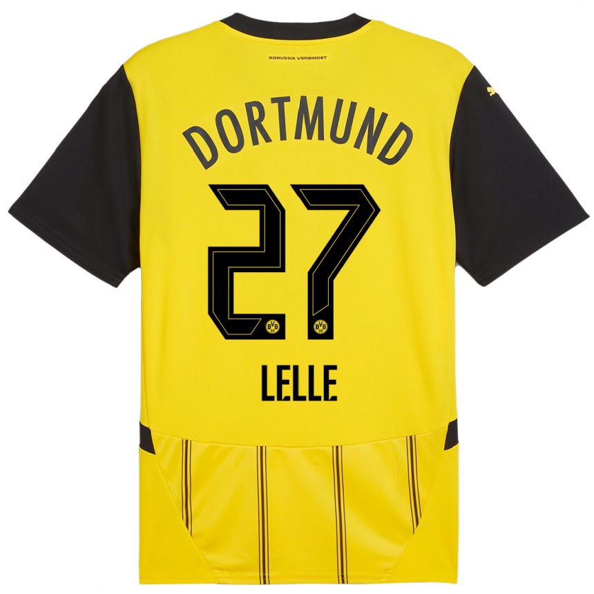 Kids Football David Lelle #27 Yellow Black Home Jersey 2024/25 T-Shirt