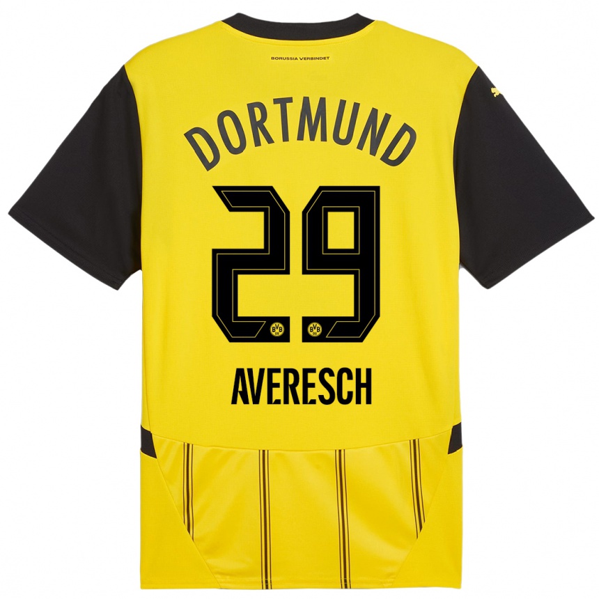 Kids Football Noah Averesch #29 Yellow Black Home Jersey 2024/25 T-Shirt