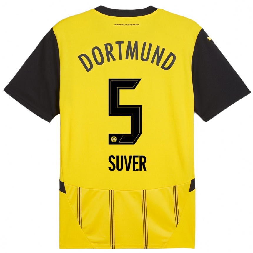 Kids Football Mario Suver #5 Yellow Black Home Jersey 2024/25 T-Shirt