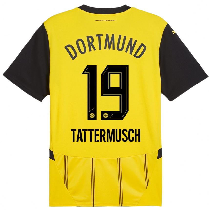 Kids Football Ted Tattermusch #19 Yellow Black Home Jersey 2024/25 T-Shirt