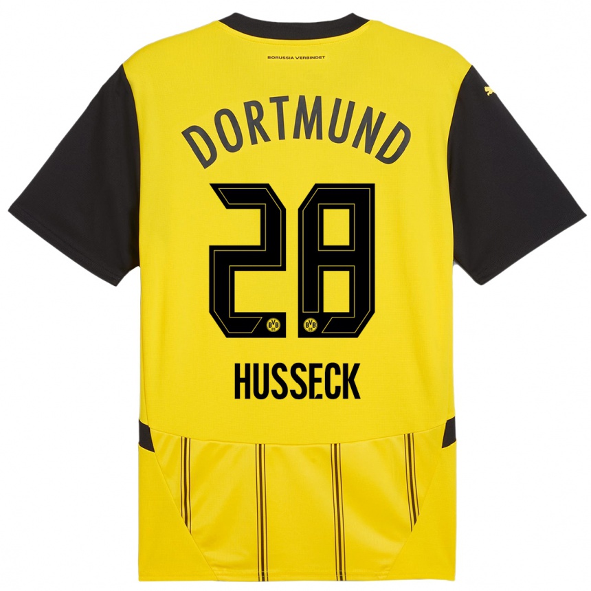 Kids Football Jonah Husseck #28 Yellow Black Home Jersey 2024/25 T-Shirt