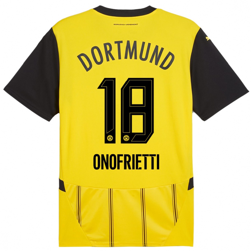 Kids Football Vincenzo Onofrietti #18 Yellow Black Home Jersey 2024/25 T-Shirt