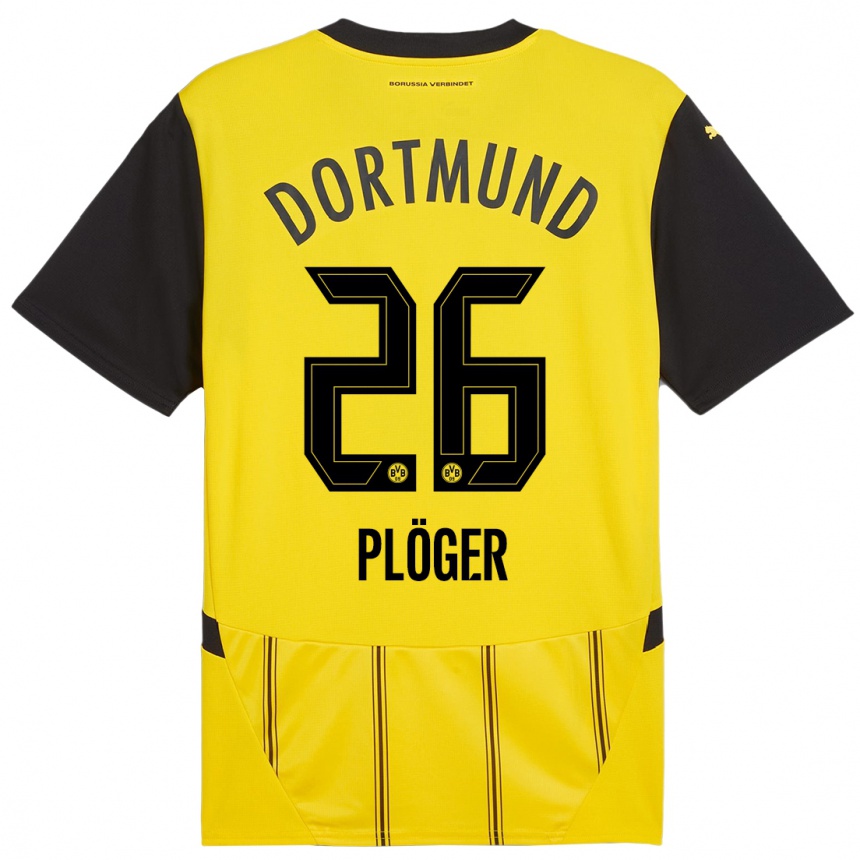 Kids Football Dustin Plöger #26 Yellow Black Home Jersey 2024/25 T-Shirt