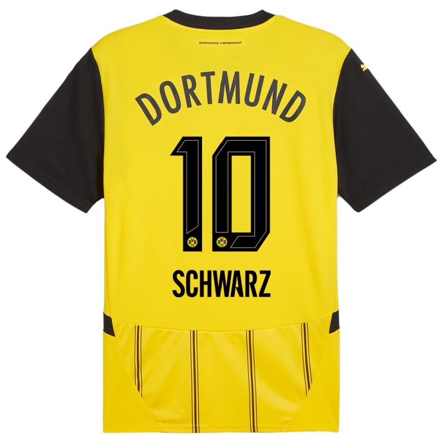 Kids Football Oskar Schwarz #10 Yellow Black Home Jersey 2024/25 T-Shirt