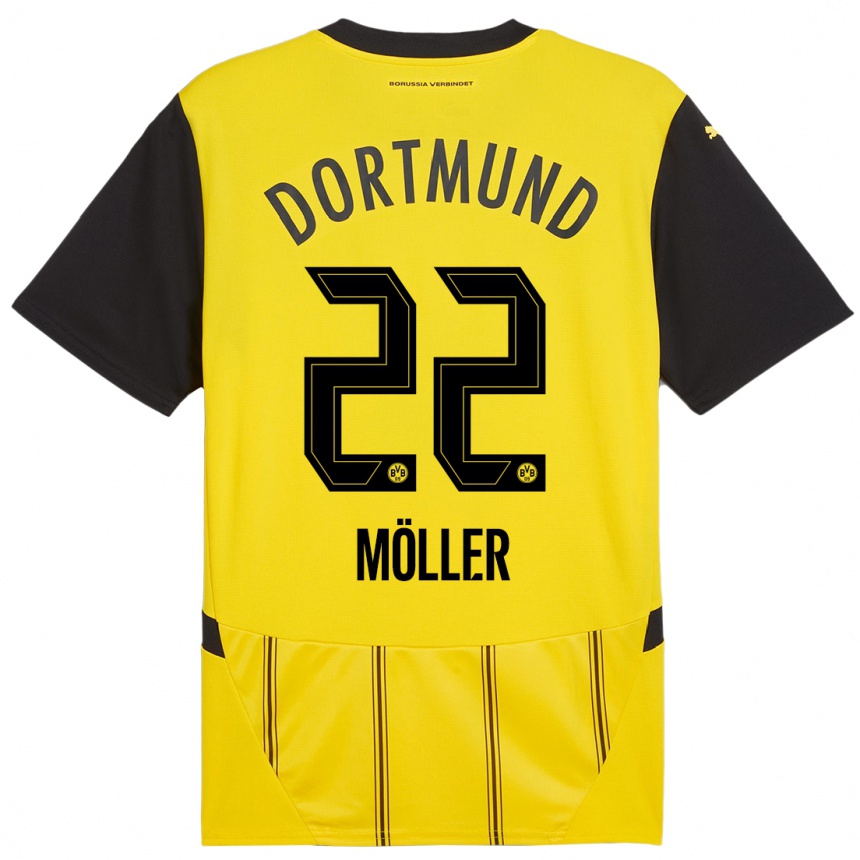 Kids Football Paul Möller #22 Yellow Black Home Jersey 2024/25 T-Shirt