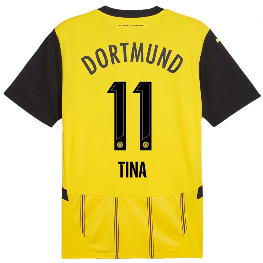 Kids Football Abdulla Tina #11 Yellow Black Home Jersey 2024/25 T-Shirt