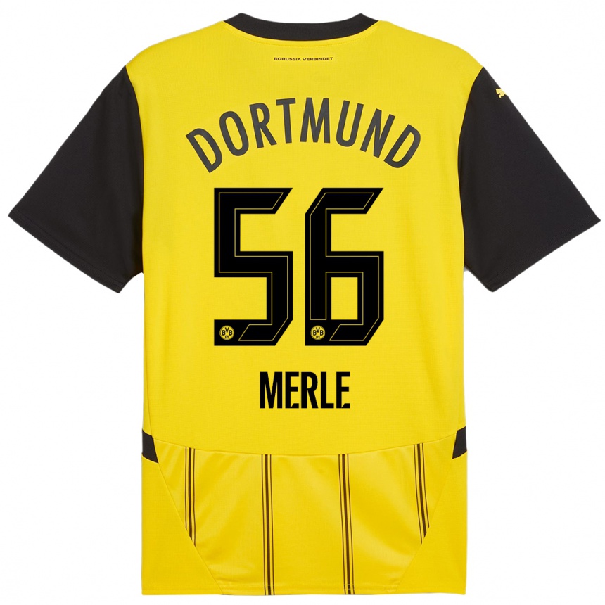 Kids Football Albers Merle #56 Yellow Black Home Jersey 2024/25 T-Shirt