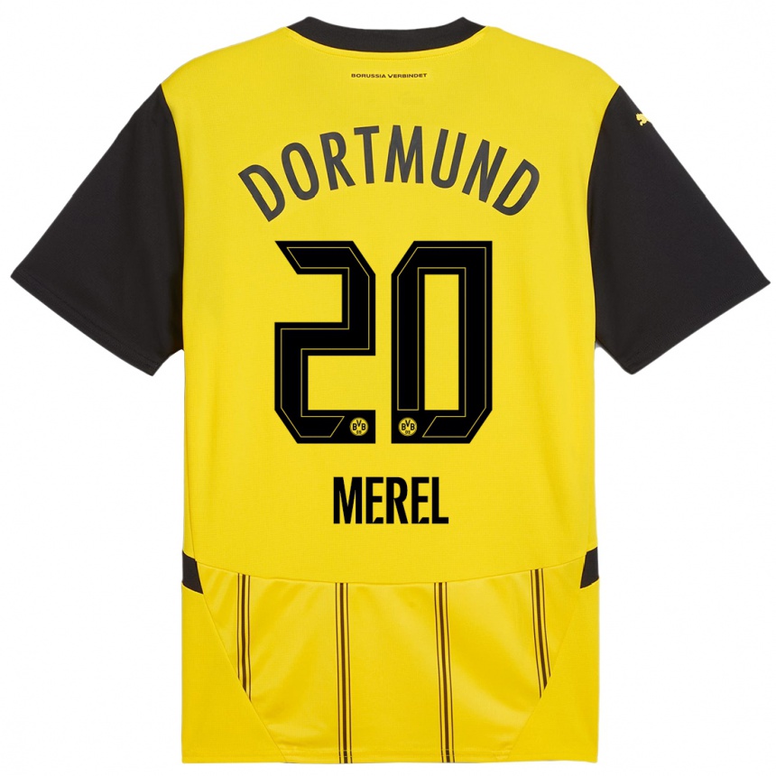 Kids Football Freriks Merel #20 Yellow Black Home Jersey 2024/25 T-Shirt