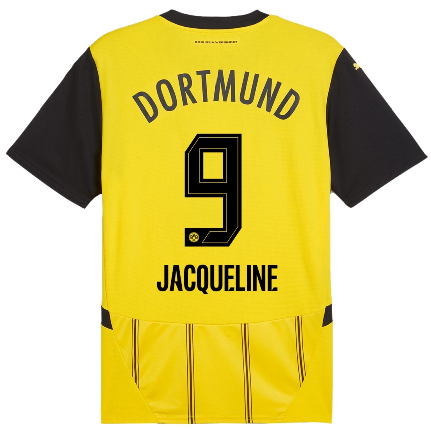 Kids Football Moreno Jacqueline #9 Yellow Black Home Jersey 2024/25 T-Shirt