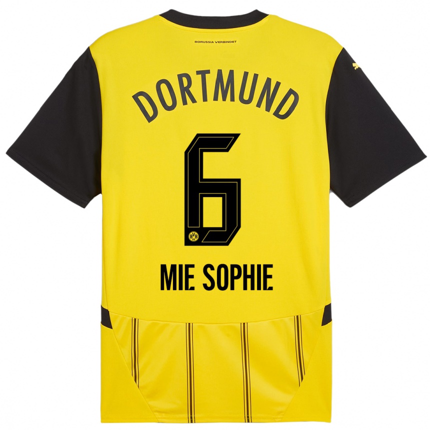 Kids Football Sando Mie Sophie #6 Yellow Black Home Jersey 2024/25 T-Shirt