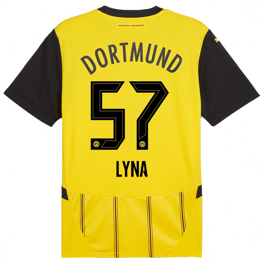 Kids Football Schwarz Lyna #57 Yellow Black Home Jersey 2024/25 T-Shirt