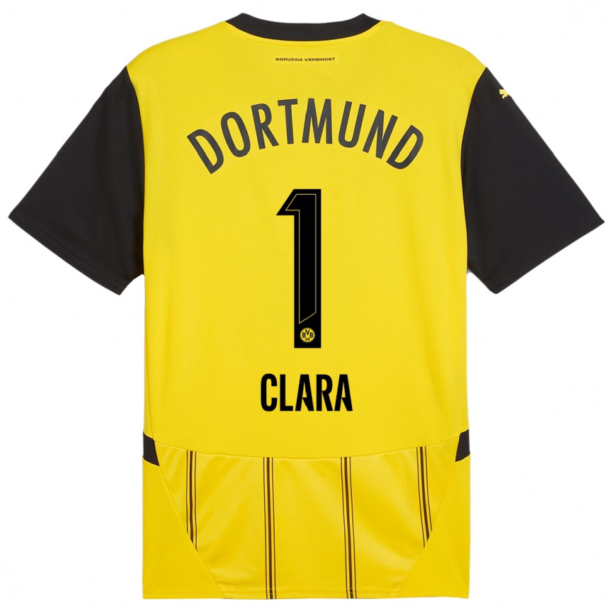 Kids Football Woltering Clara #1 Yellow Black Home Jersey 2024/25 T-Shirt