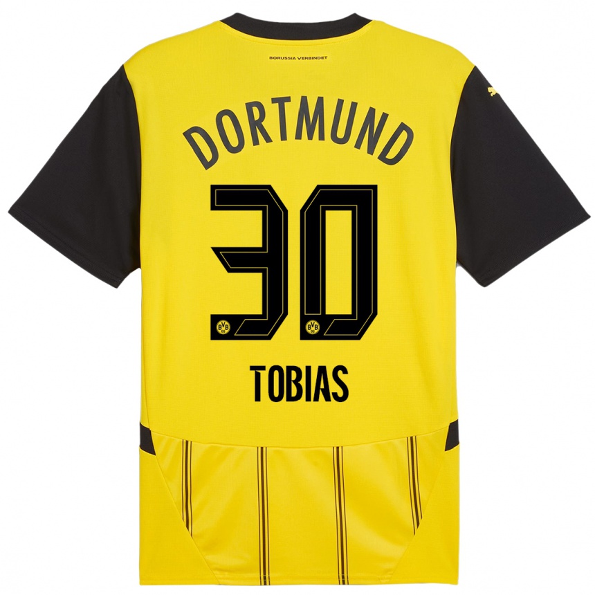 Kids Football Vogt Tobias #30 Yellow Black Home Jersey 2024/25 T-Shirt