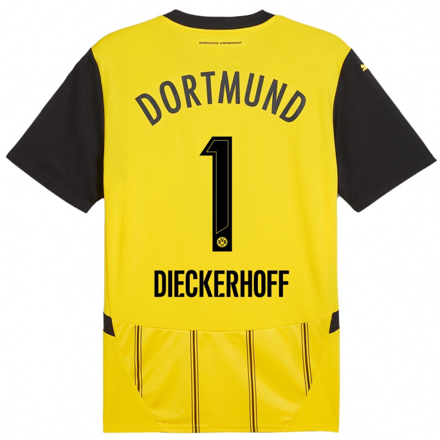 Kids Football Max Dieckerhoff #1 Yellow Black Home Jersey 2024/25 T-Shirt