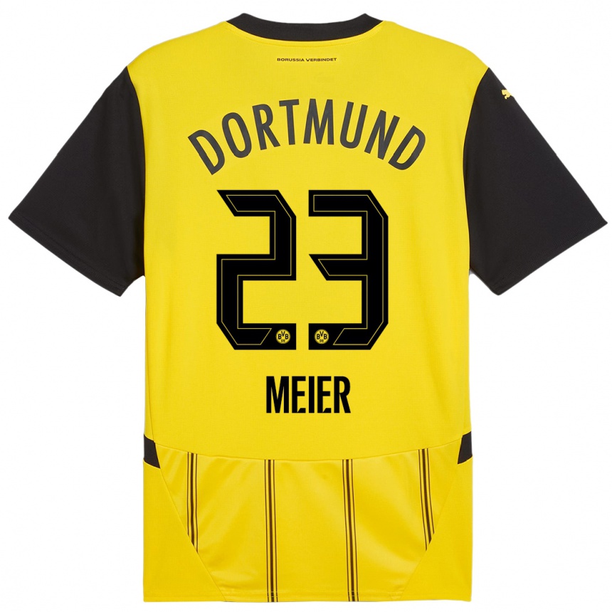 Kids Football Maximilian Meier #23 Yellow Black Home Jersey 2024/25 T-Shirt