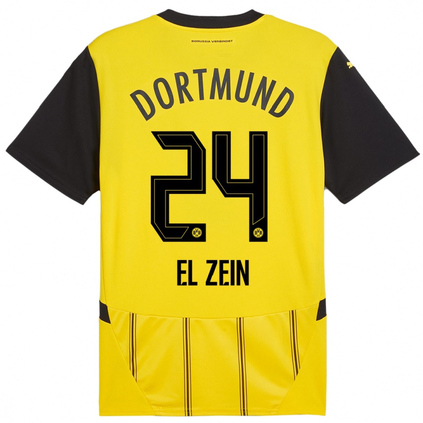 Kids Football Abu-Bekir Omer El-Zein #24 Yellow Black Home Jersey 2024/25 T-Shirt