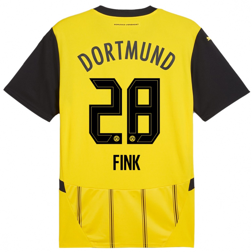 Kids Football Bradley Fink #28 Yellow Black Home Jersey 2024/25 T-Shirt