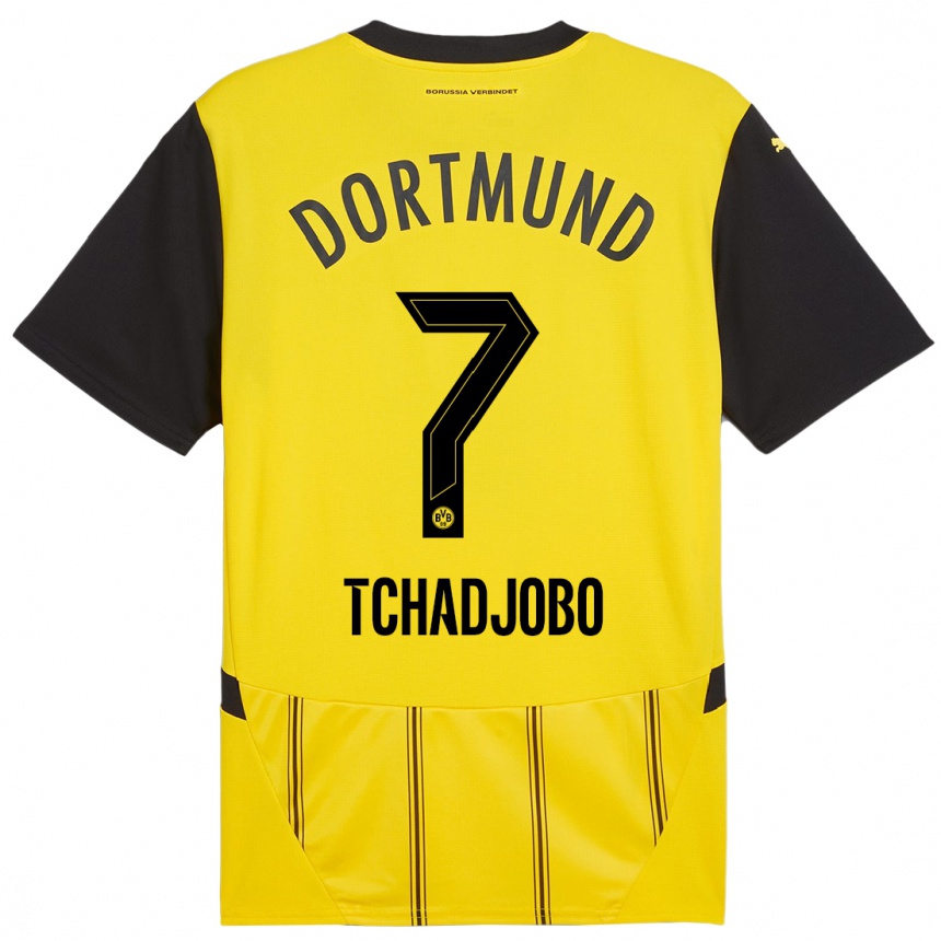 Kids Football Dia Tchadjobo #7 Yellow Black Home Jersey 2024/25 T-Shirt