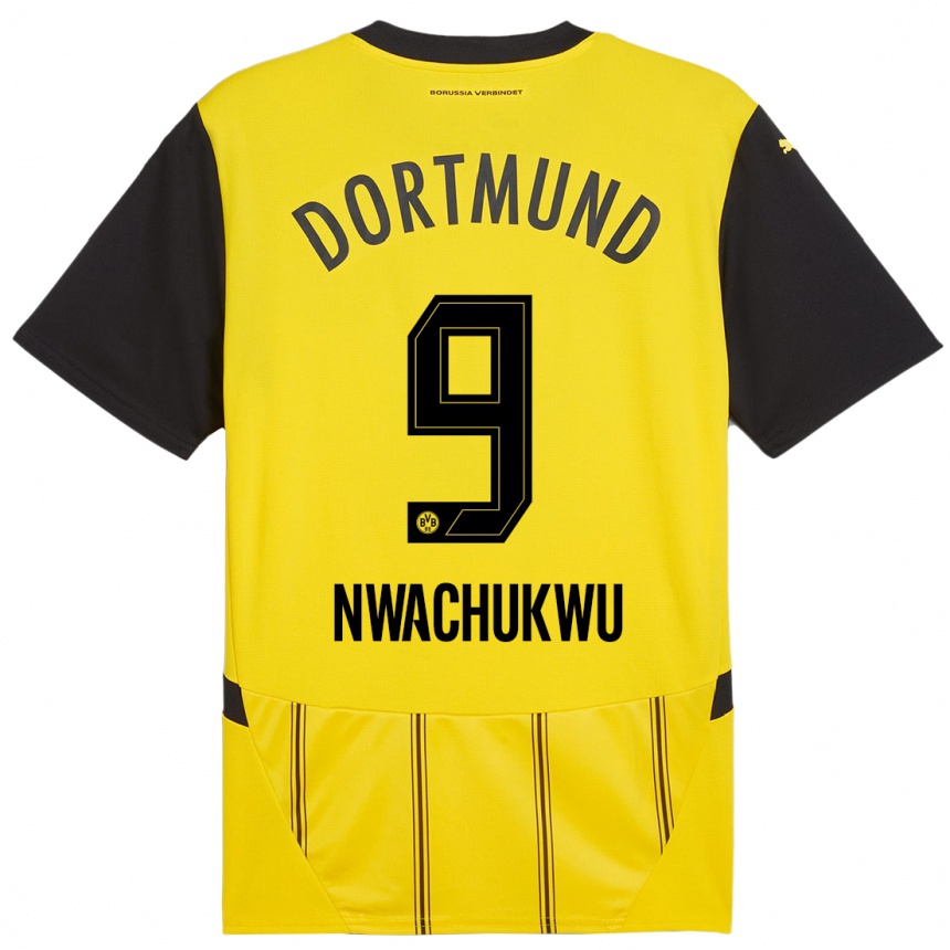 Kids Football Isaak Nwachukwu #9 Yellow Black Home Jersey 2024/25 T-Shirt