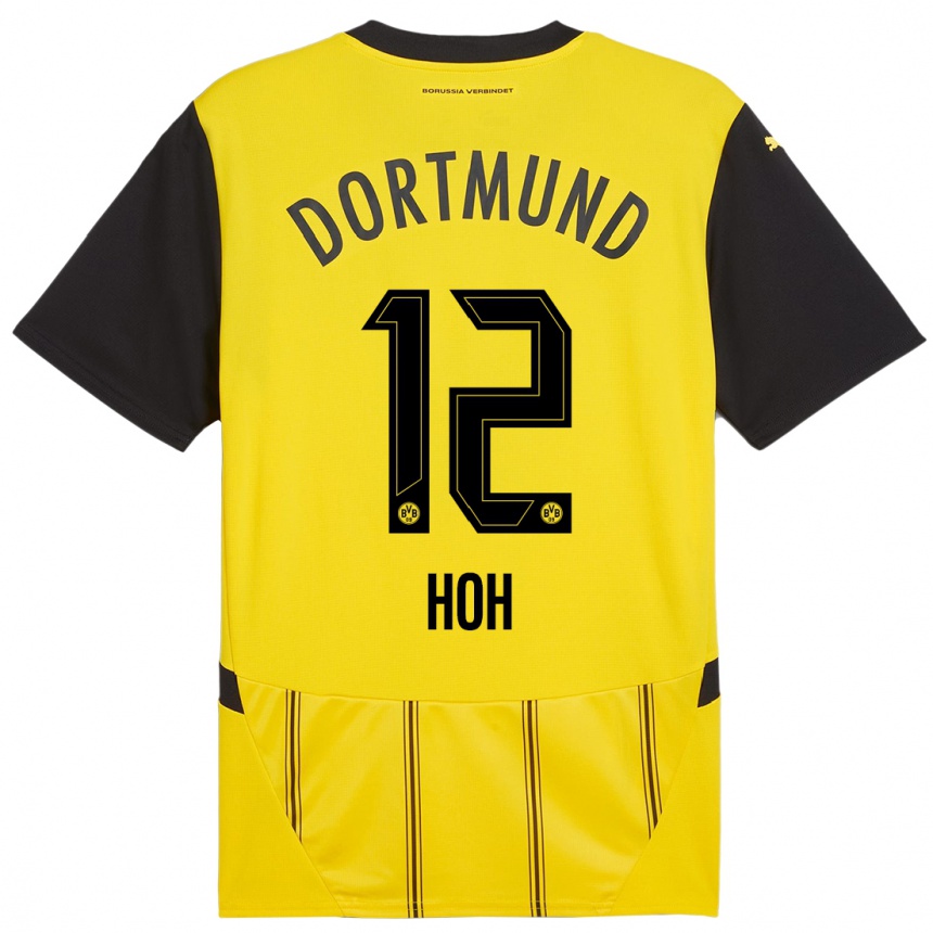 Kids Football Hendrik Hoh #12 Yellow Black Home Jersey 2024/25 T-Shirt