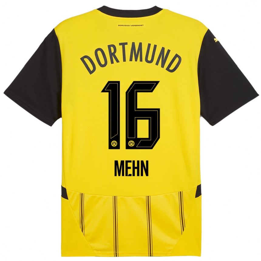 Kids Football Phil Josef Mehn #16 Yellow Black Home Jersey 2024/25 T-Shirt