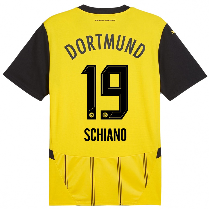 Kids Football Emilio Schiano #19 Yellow Black Home Jersey 2024/25 T-Shirt