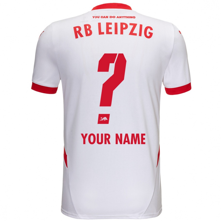 Kids Football Your Name #0 White Red Home Jersey 2024/25 T-Shirt